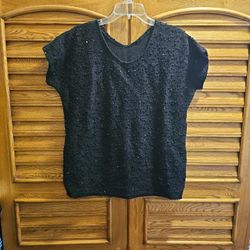 WOMENS L BLACK SEQUIN SWEATER