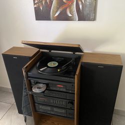  VINTAGE 1990 SONY FULL STEREO STACK WITH TURNTABLE & SPEAKERS — YOUR TICKET TO ANALOG HEAVEN! 