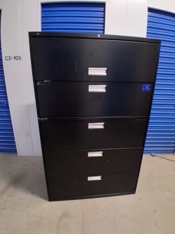 $170 Black 5-Drawer Lateral File Cabinet