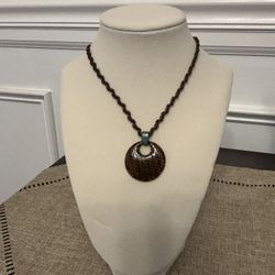 Brown Pendant Necklace With Turquoise