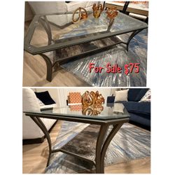 Glass Top Metal Coffee Table