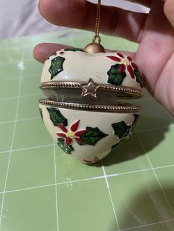Porcelain hinged Christmas ornament/Trinket box
