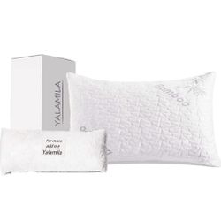 Yalamila Shredded Memory Foam Pillow Cooling Bed Pillows for Sleeping - Luxury Adjustable Bed Pillows with Washable Bamboo Sleeping Pillow Cover for B
