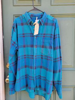 Urban Outfitters Vintage flannel Shirt Teal Blue Plaid M/L NWT Urban Outfitters