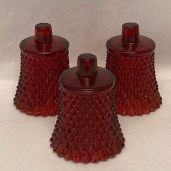 Vintage Homco votive cups ruby red diamond point glass Home Interiors lot of 3