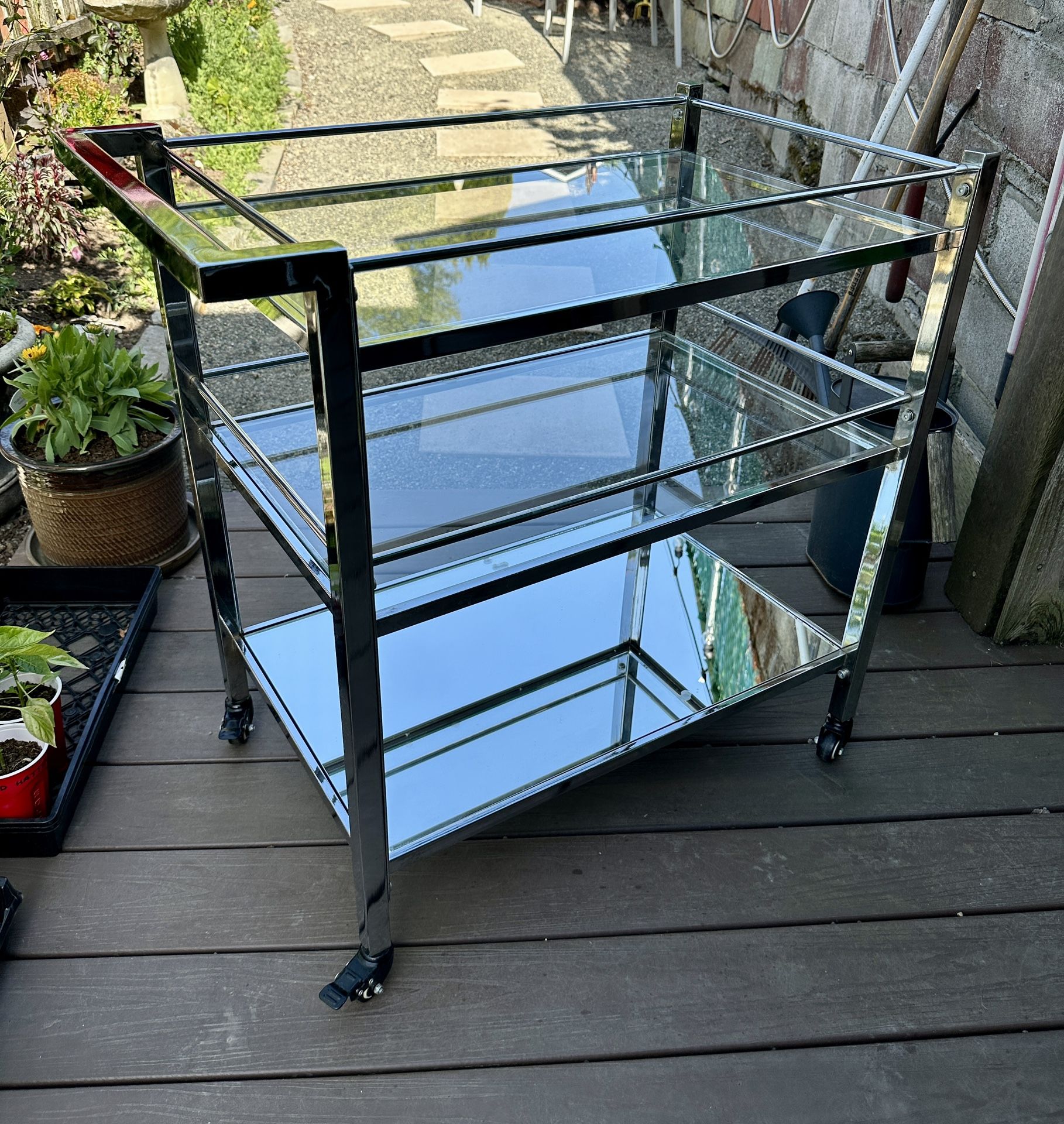 Chrome, Glass, & Mirror Beverage Cart