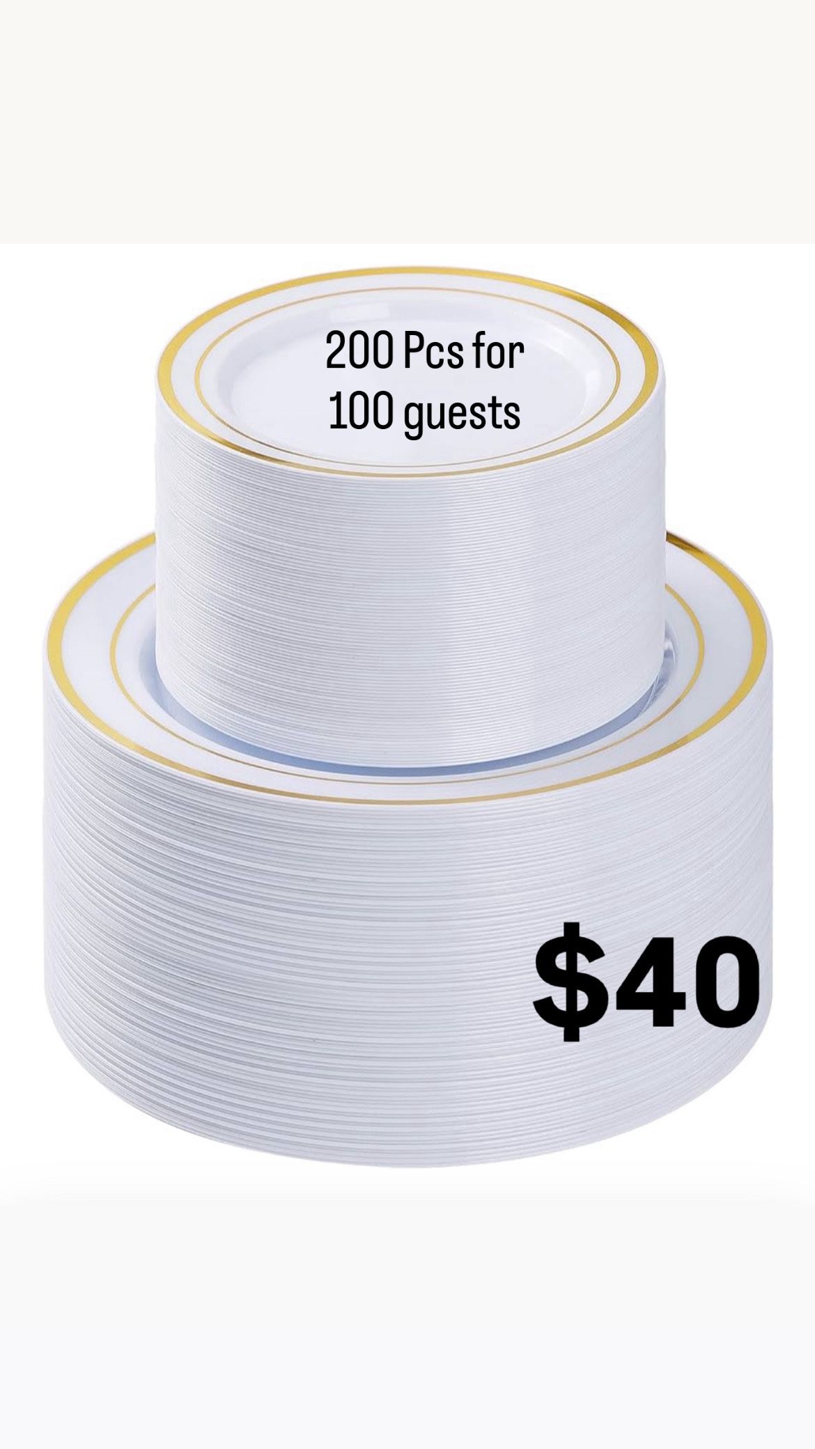 200 Pcs Gold Plastic Plates For 100 Guests See Description
