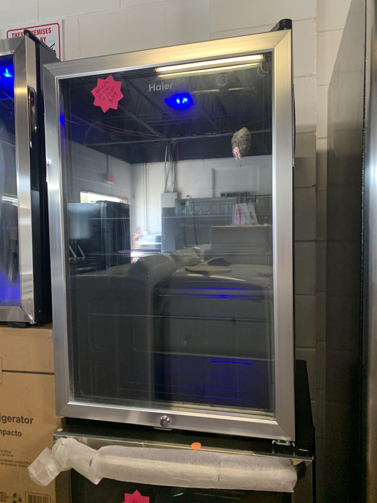 Wine cooler with blue led lights