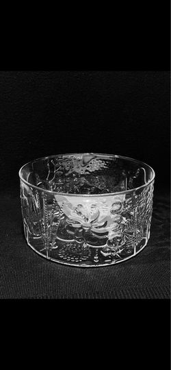 Vtg MCM Arabia Finland Floral Pattern by Oiva Toikka Glass Large Serving Bowl 8”.