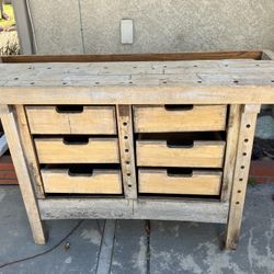 FREE sturdy very used hardwood workbench