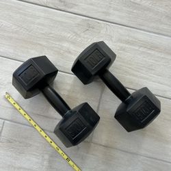 Two 10 Pound Hexagonal Dumbbells PVC(?) Outer Casing West Las Vegas See My Listings Summerlin 