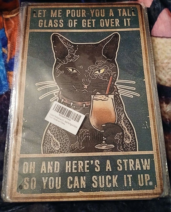 8×12 Cat Metal Tin Sign