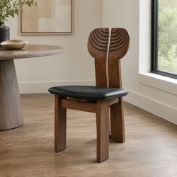 Walnut / Black "Africa Chair" Accent / Side Chair / Designer Chair [NEW IN BOX]  <Retails for $339>  **No Assembly Req  