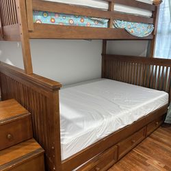 Wood Bunk Bed (3 Beds) Full. Twin And Twin