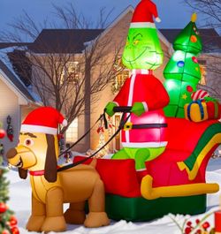 New 6.8 Foot Grinch With Sleigh Inflatable