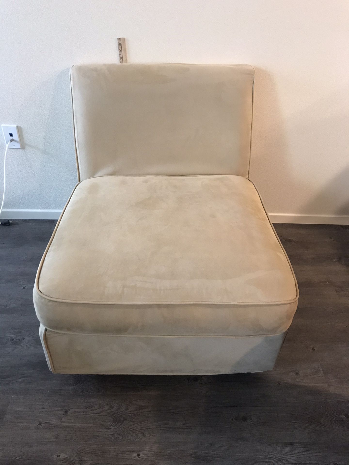 Pottery Barn living room ultra suede sofa chair