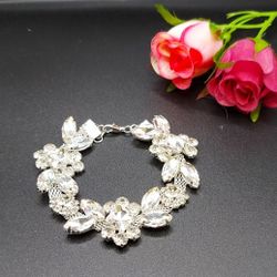 Beautiful  Rhinestone Bracelet Long 8.5 Inch Round $ 45.00