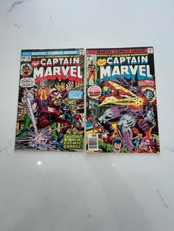Captain Marvel #42, 47 Marvel Comics Bronze Age Lot, VG+ Mid Grade, Milgrom, Englehart