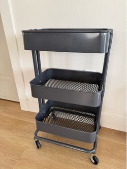 IKEA 3-Tier Rolling Utility Cart – Dark Gray