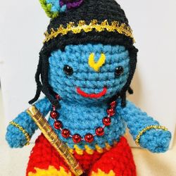 Baby Krishna Ladoo bal Gopal Statue crochet handmade NEW AMIGURUMI -USA Seller
