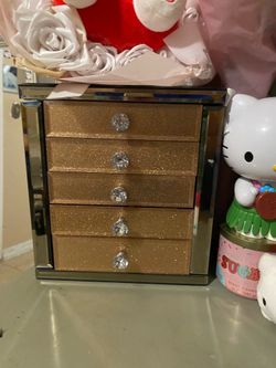 gold glitter jewelry box
