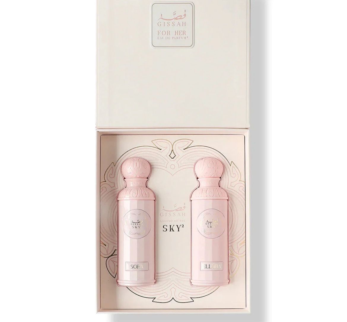 Legend Of The Sky (HER) – 2 X 90ML Perfume Set By Gissah | Ellora & Sora For Women -مجموعة عطور ليجند أوف ذا سكاي (للنساء) من قصة – ٢ × ٩٠ مل | إيلورا