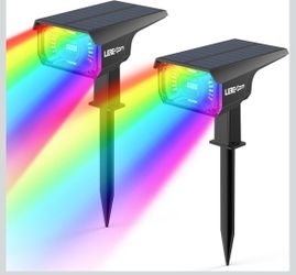 🆕 in 📦 2Pack Solar Lights,Outdoor Decorations,40LED RGB,Color Changing,Solar&USB Powered,IP65Waterproof,14Colors Auto Cycle,Landscape Spotlights
