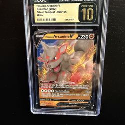 Pokemon CGC PRISTINE 10 - Hisuian Arcanine V 090/195 - Silver Tempest - Holo
