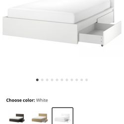 Queen IKEA High bed frame/4 storage boxes