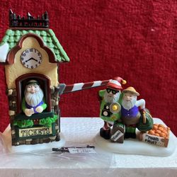 NEW Dept 56 Village END OF THE LINE TICKET BOX OFFICE ‼️ See HUGE COLLECTION Of VINTAGE Christmas  FIGURINE BUILDING ‼️ Price Is FIRM ‼️