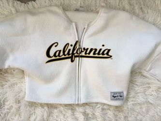 UC Berkeley Cal California Female White Cropped Zip Jacket