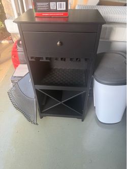 Black Bar Stand w/ wine glass holder and drawer