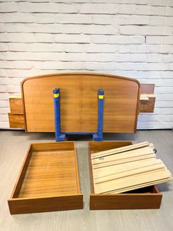 Teak Sun Cabinet Queen Size Storage Bed