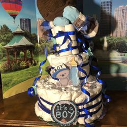 Boy On Diaper Cake (baby Shower)