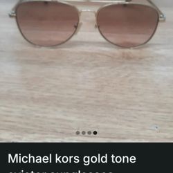Michael Kors Gold Tone Aviator Sunglasses 