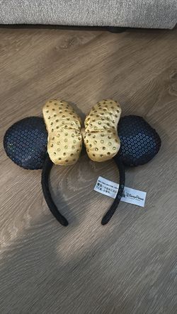 Disneyland Minnie mouse anniversary gold yellow bow ears