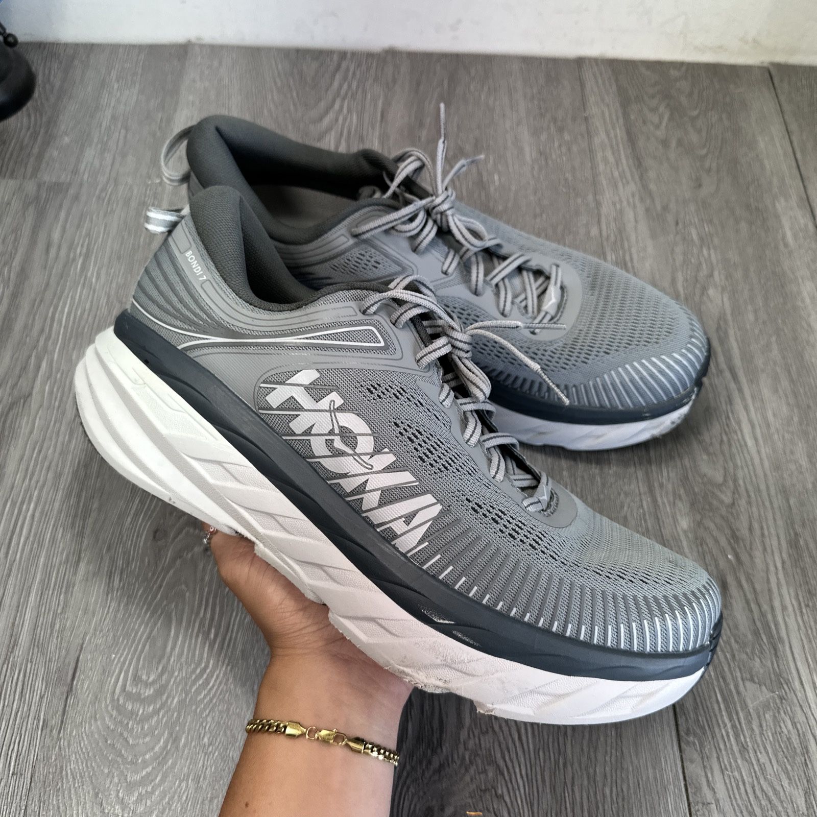 Hoka One One Mens Bondi 1110518 WDDS Gray Running Shoes Sneakers