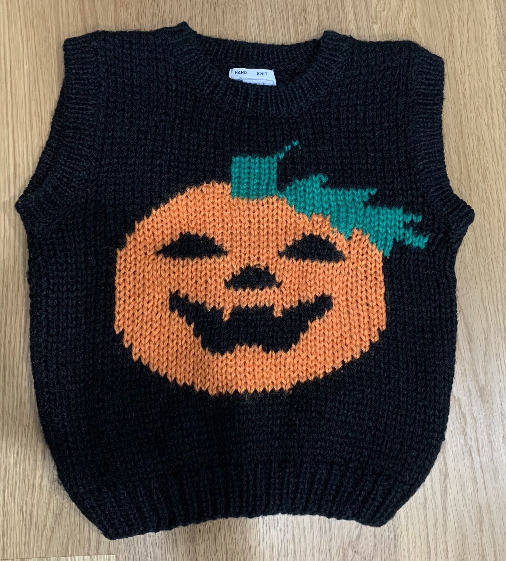 Vintage Hand Knitted Halloween Sweater Vest By Windcrest