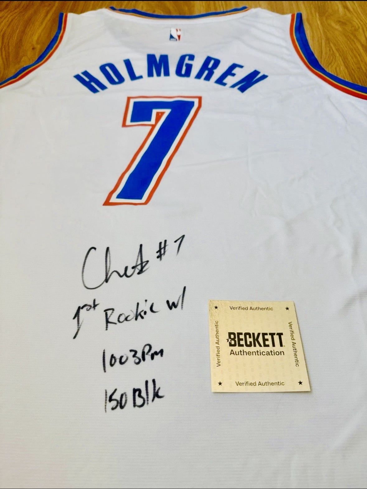 Chet Holmgren Signed "1st Rookie w/ 100 3 pm 150 Blk" White Fanatics Jersey BAS