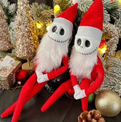 Jack Skellington Red Suit Santa Figurine, Elf on the shelf festive Holiday Decoration. Christmas Home Decor 🎅💀❤️