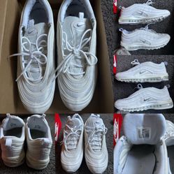 Men’s Nike Air Max 97’ Triple White Wolf Size 11