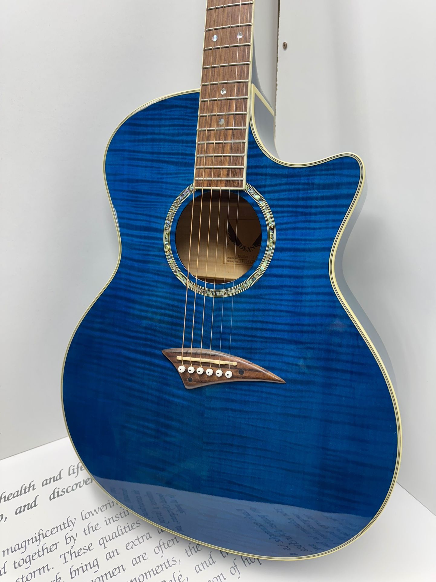 New!! Dean Exotica FM GBL Acoustic-Electric Guitar ~Blue Flame Maple~