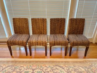 RH Seagrass Dining Chair Set Mahogany