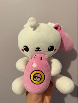 📷 Kawaii White Bunny Plush with Pink Camera — Cute Stuffed Animal