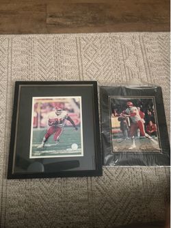 Len Dawson and Priest Holmes autographed pictures certified Kansas City Chiefs
