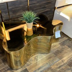 Gold Organic Shape Coffee Table 