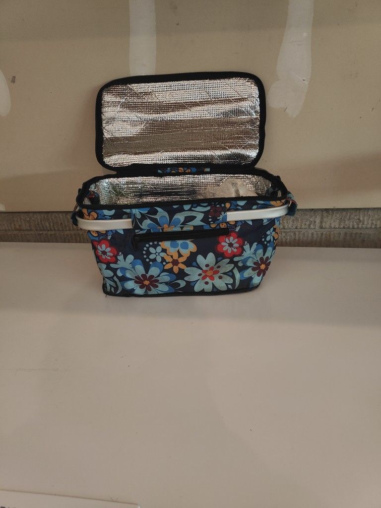 Insulated Cooler Bag Portable Collapsible Picnic Basket Cooler with Sewn in Frame
