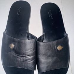 GUCCI Men’s Slide Sandals Lether Black Size 12,5