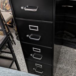 Black Four-drawer File Cabinet Metal. With Keys