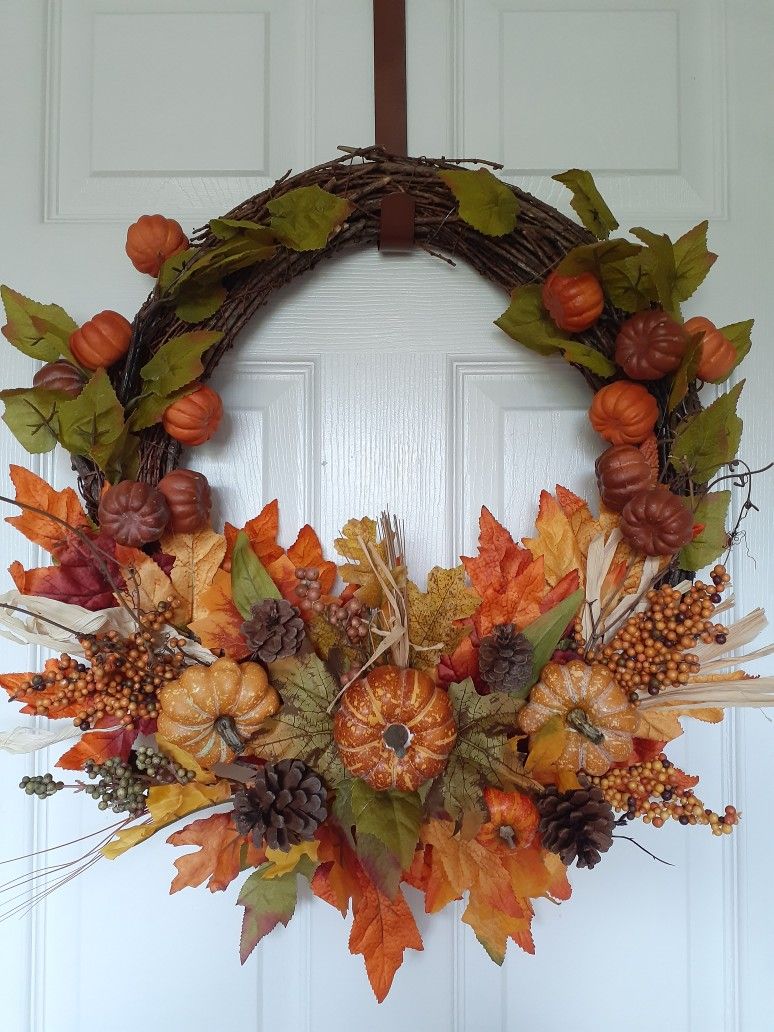 23" Wreaths Grapevine Hoop/ Handmade/ Falls Season/ Indoor Or Outdoor Decor